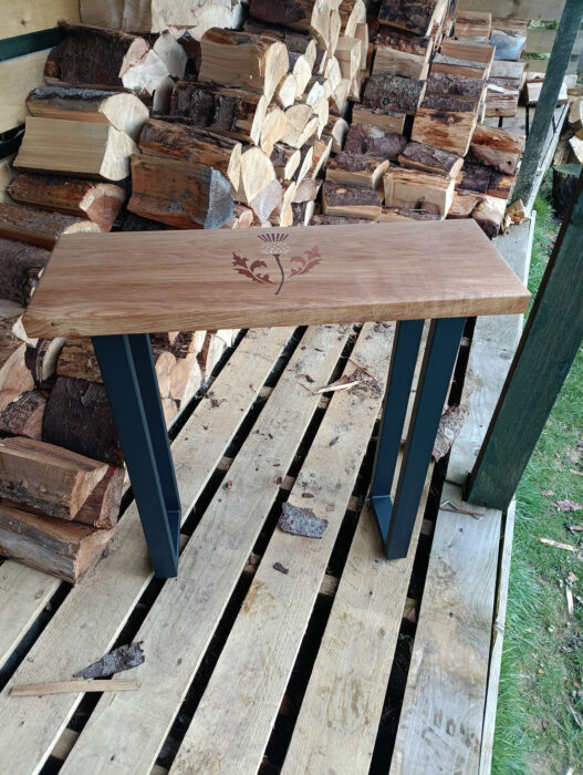scottish oak thistle marquetry hall table